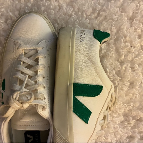 Veja Cream and Green Casual Sneakers - Picture 2 of 2